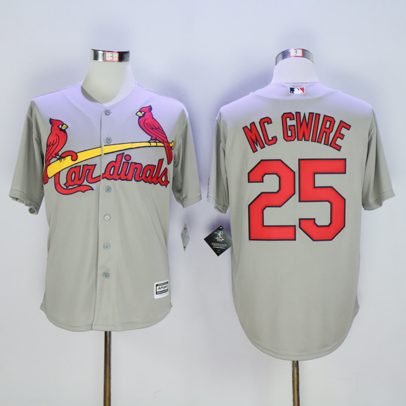 Men St. Louis Cardinals 25 Mc Gwire Grey Throwback MLB Jerseys